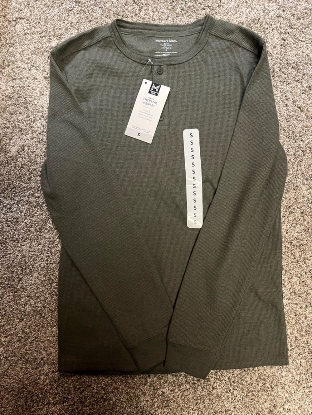 Men's Thermal Henley Long-Sleeve Shirt - Olive - Small